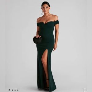 Formal floor length high slit dress